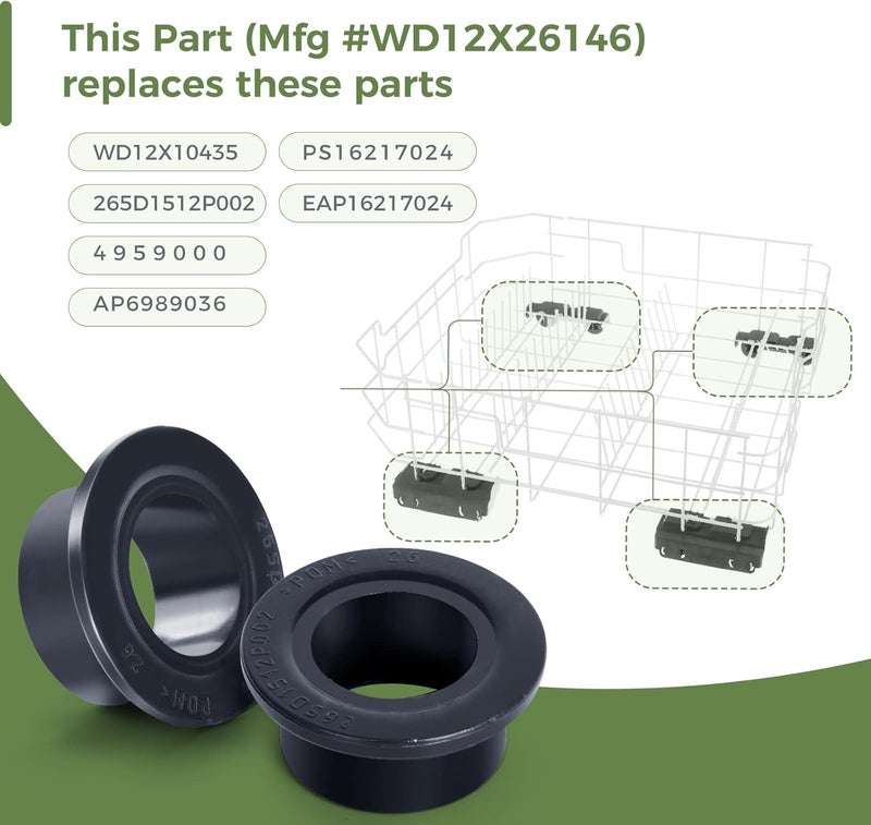 GREALTH Upgraded 8-Pack WD12X26146 Dishwasher Wheels Lower Rack Compatible with GE, Lower Dishrack Roller WD12X10435 265D1512P002 AP6989036 4959000 PS16217024 - Image 4